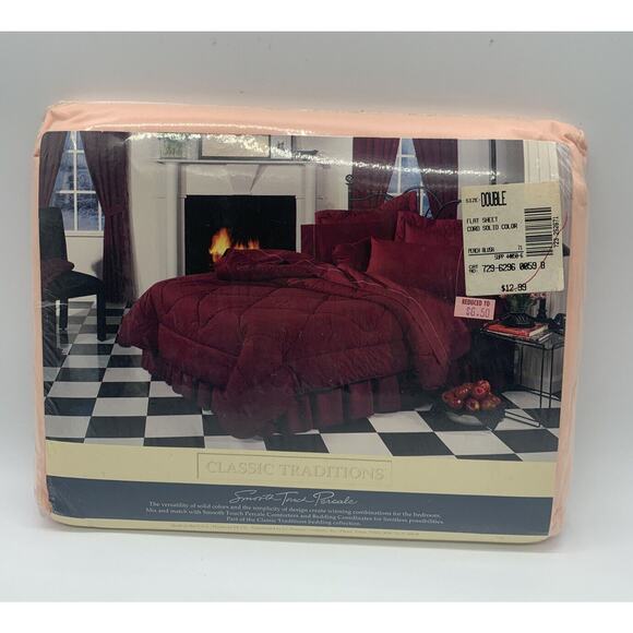 Vintage Classic Traditions Full Flat Sheet Peach Blush 180 Thread Count USA - Picture 2 of 4